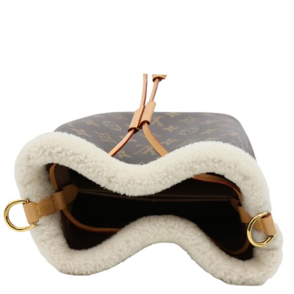 Louis Vuitton Neonoe BB Monogram Shearling Trimmed Bucket Bag Brown - Picture 7 of 9